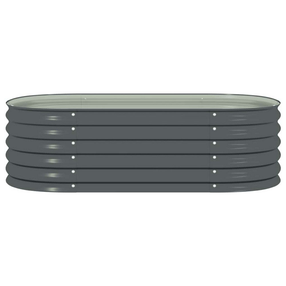 Eline Outdoor Raised Garden Bed | Gray Steel | Ribbed Design | 63"