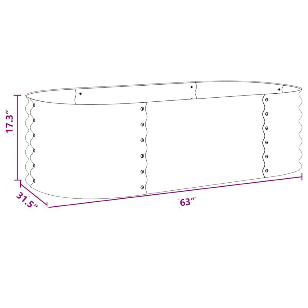 Eline Outdoor Raised Garden Bed | Gray Steel | Ribbed Design | 63’’ BM340526
