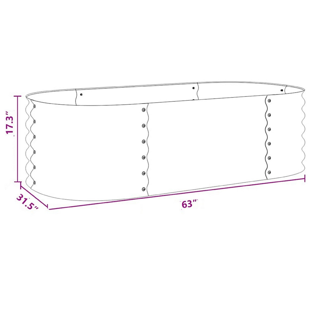 Eline Outdoor Raised Garden Bed | Gray Steel | Ribbed Design | 63"