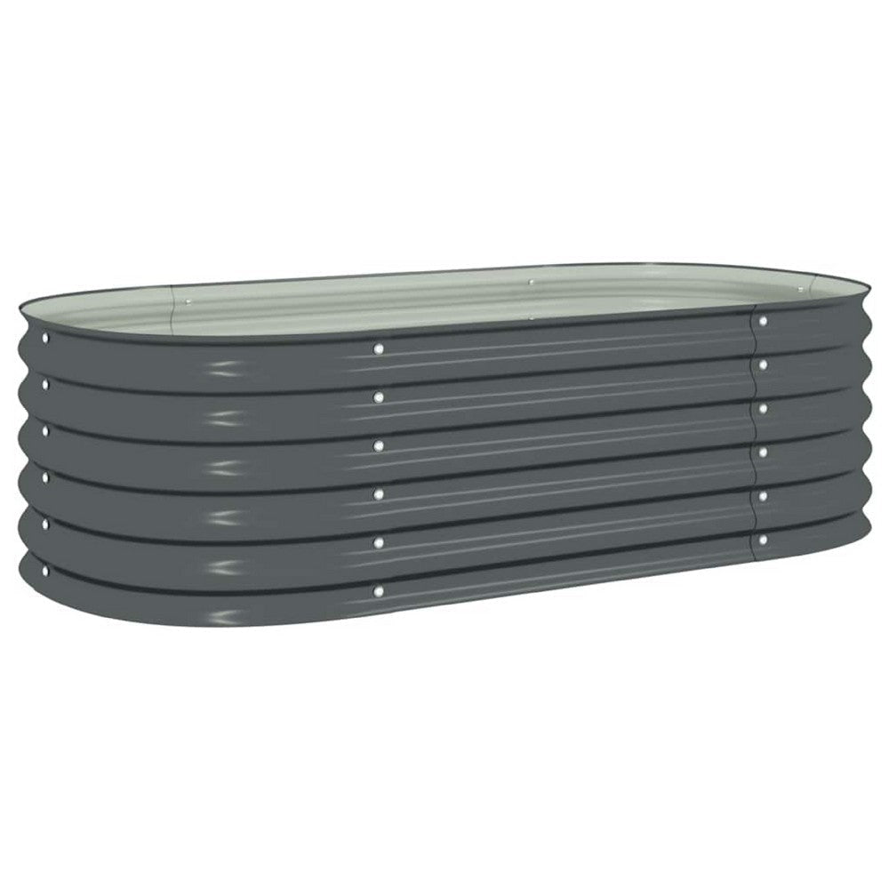 Eline Outdoor Raised Garden Bed | Gray Steel | Ribbed Design | 63"