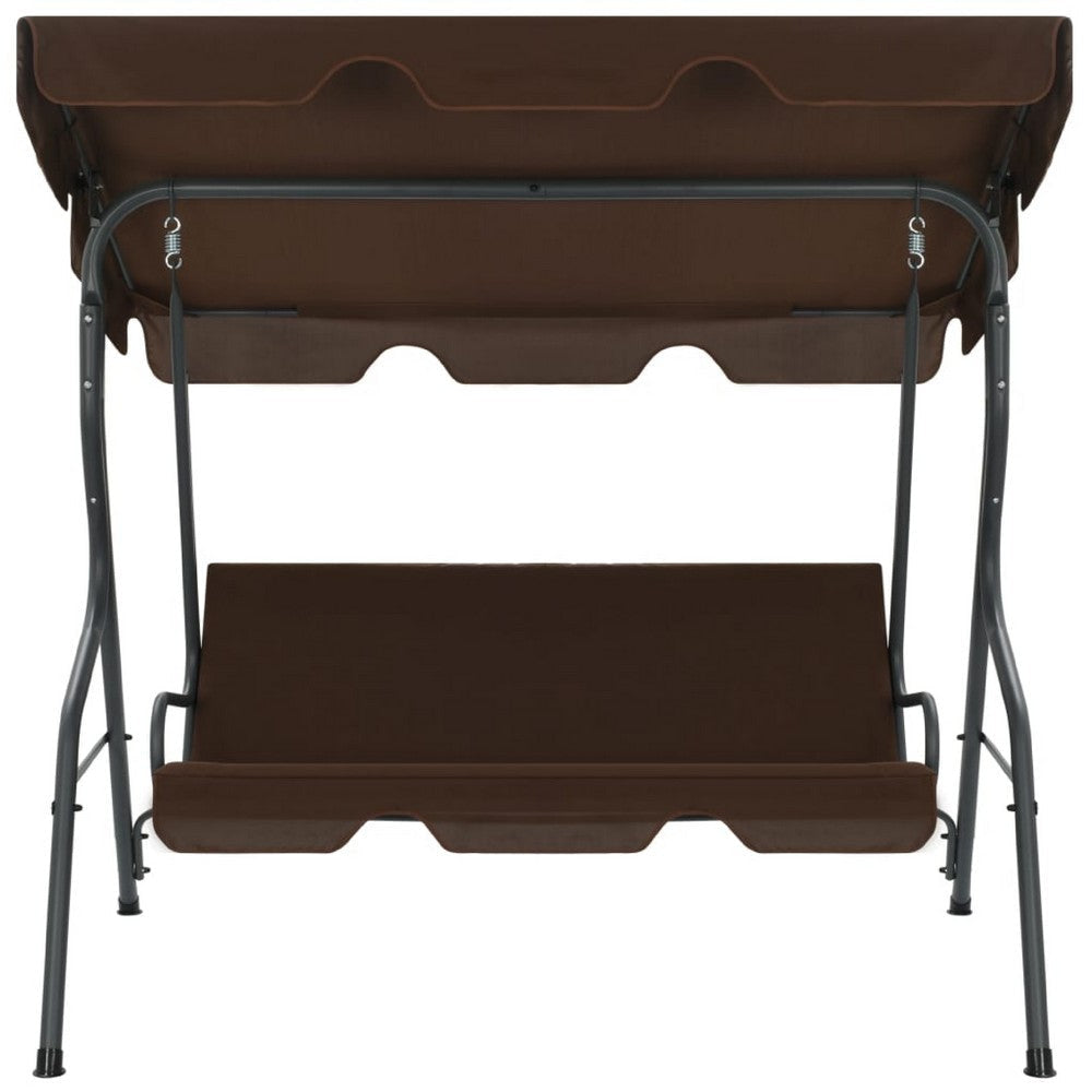 Garden Swing Bench | Gray Powder-Coated Steel | Brown Fabric | 67’’ BM340529
