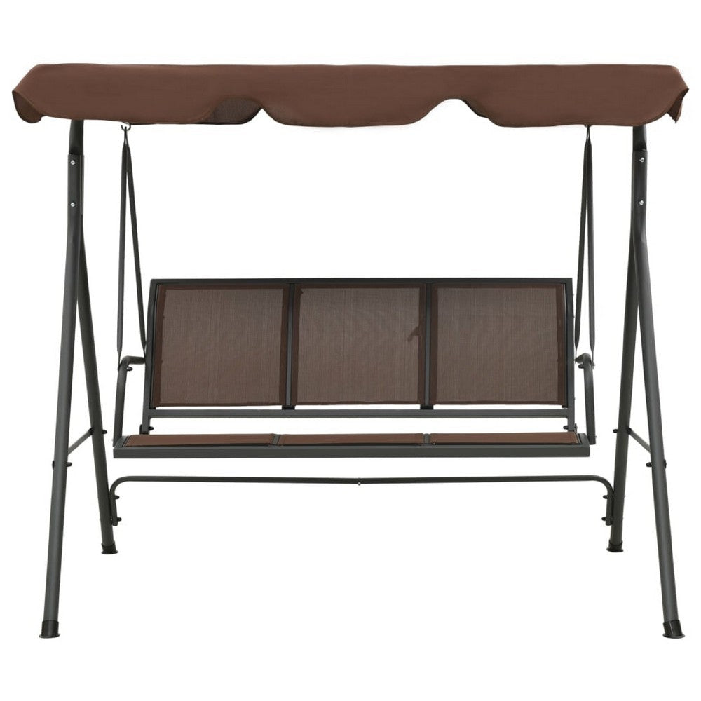 Outdoor Patio Swing Bench | Brown Powder-Coated Steel | Brown | 70’’ BM340530