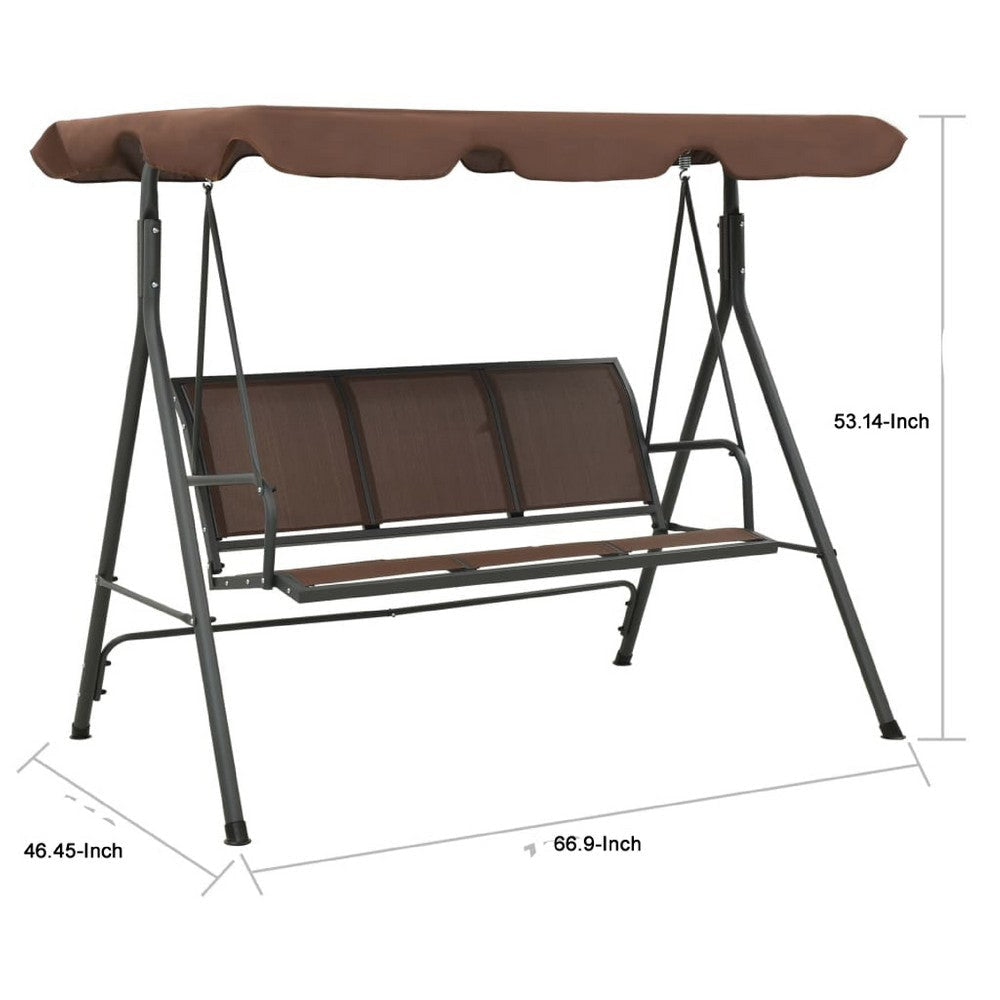 Outdoor Patio Swing Bench | Brown Powder-Coated Steel | Brown | 70’’ BM340530