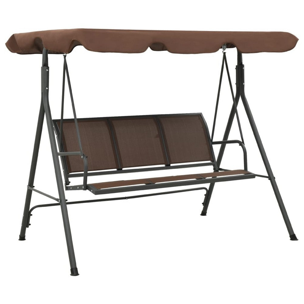 Outdoor Patio Swing Bench | Brown Powder-Coated Steel | Brown | 70"