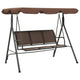 Outdoor Patio Swing Bench | Brown Powder-Coated Steel | Brown | 70"