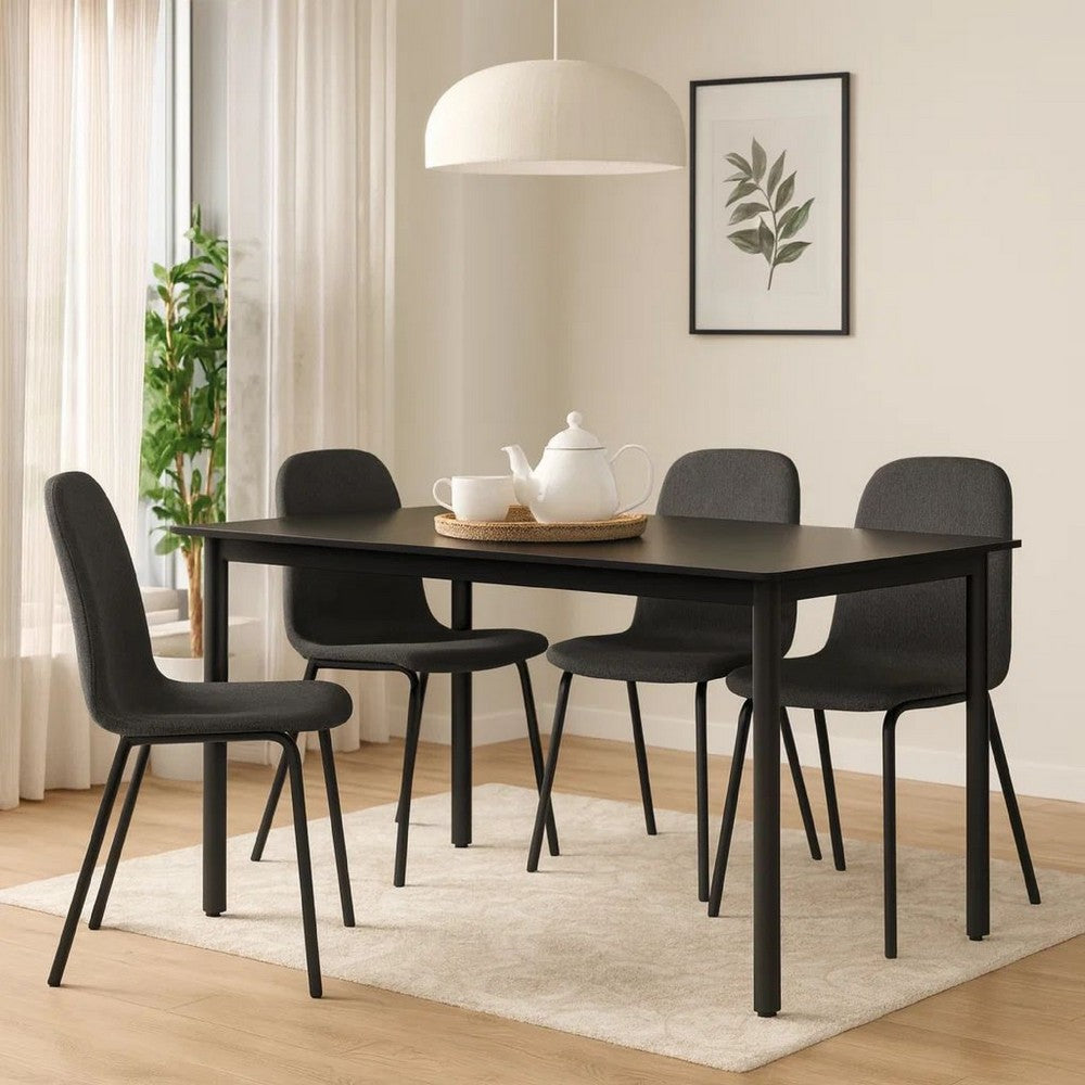 Lizza Modern Outdoor Dining Table | 63" Black Powder Coated Steel