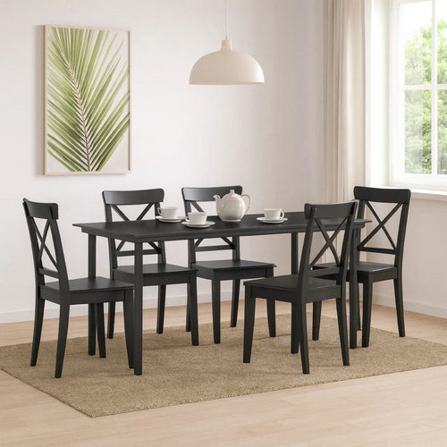 Lizza Modern Outdoor Dining Table | 63" Black Powder Coated Steel