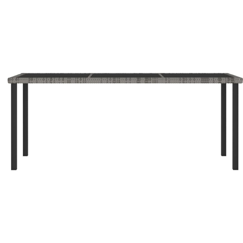 Outdoor Garden Dining Table | Powder Coated Gray Poly Rattan | Metal | 71’’ BM340533