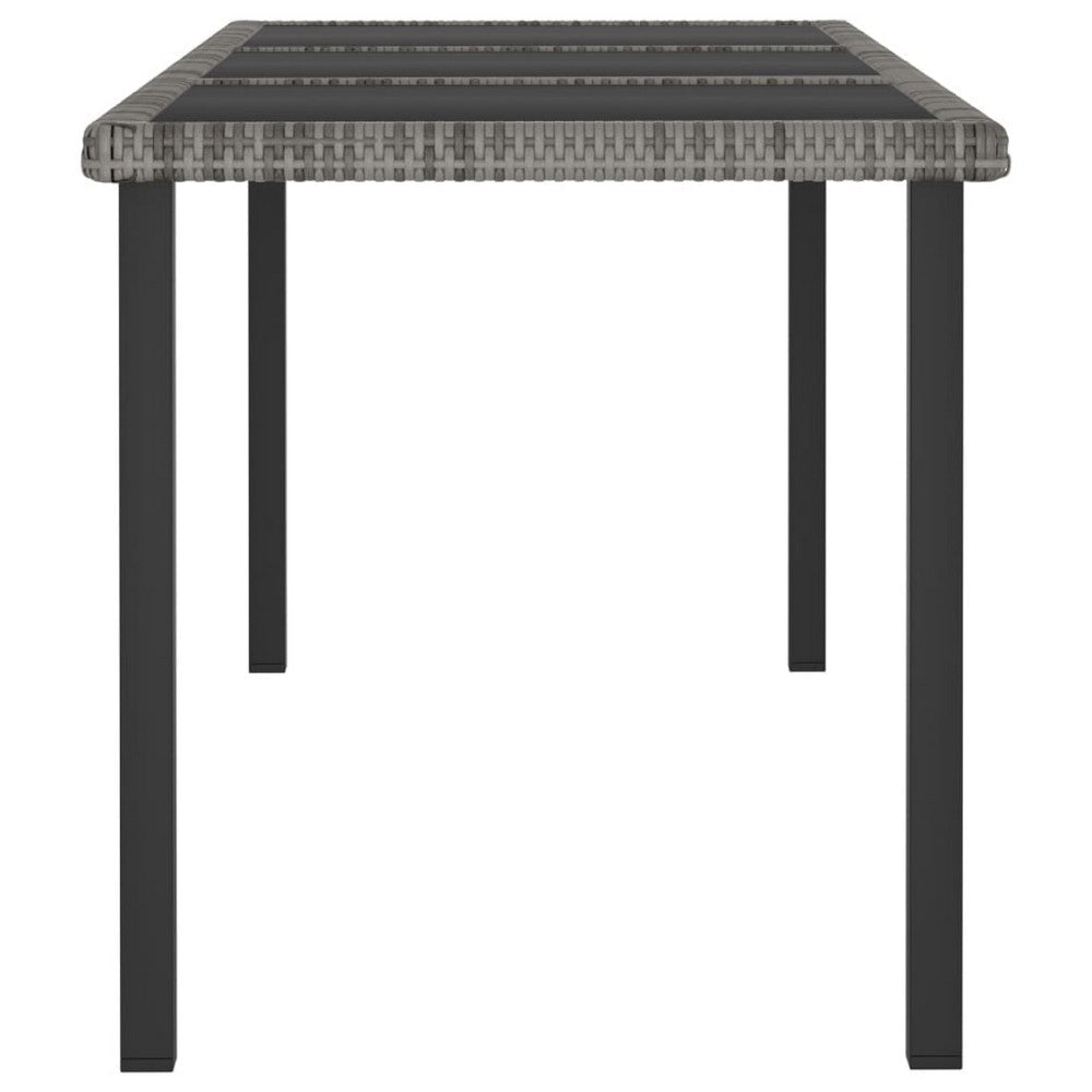 Outdoor Garden Dining Table | Powder Coated Gray Poly Rattan | Metal | 71’’ BM340533
