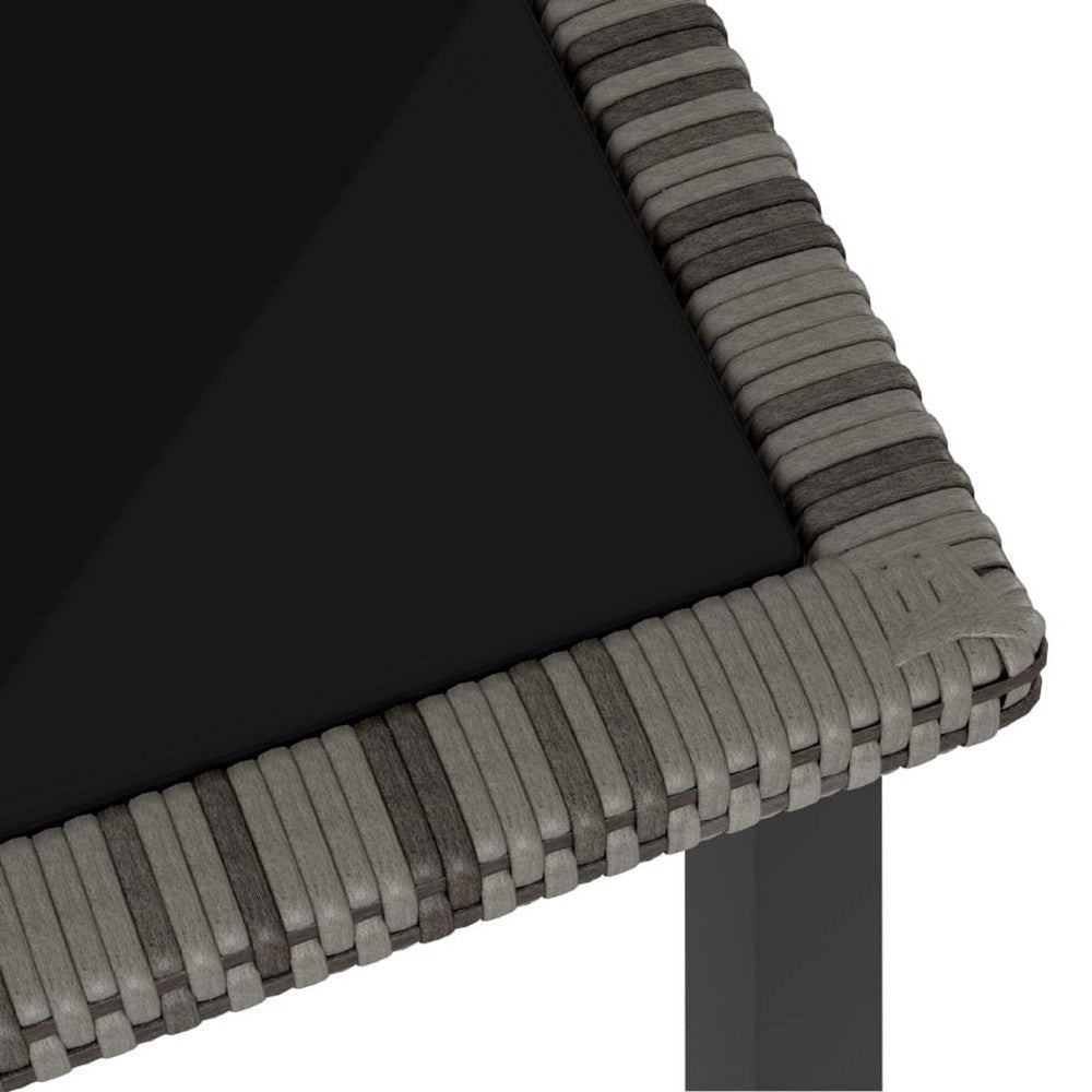 Outdoor Garden Dining Table | Powder Coated Gray Poly Rattan | Metal | 71’’ BM340533