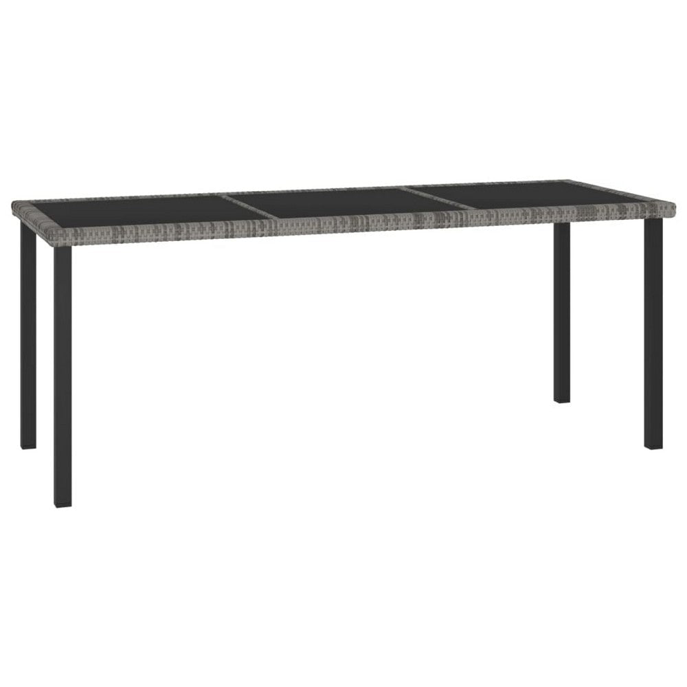 Outdoor Garden Dining Table | Powder Coated Gray Poly Rattan | Metal | 71"