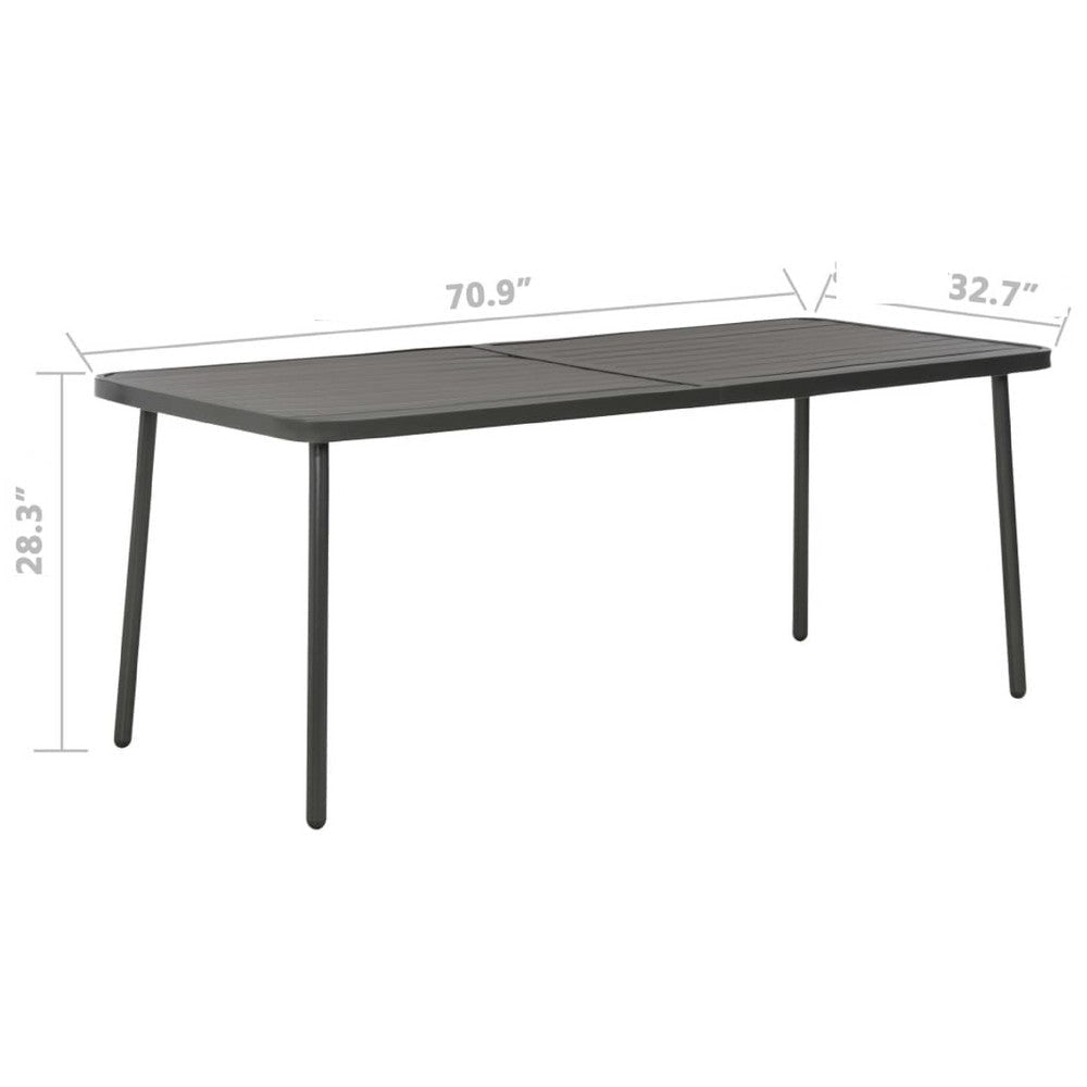 Outdoor Dining Table | Slate Gray Steel | Sleek Legs | Rectangular 71’’ BM340534