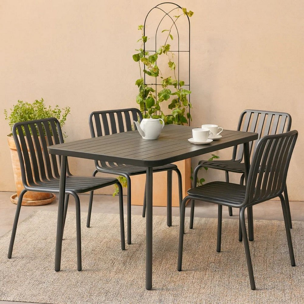 Outdoor Dining Table | Slate Gray Steel | Sleek Legs | Rectangular 71"