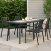 Outdoor Dining Table | Slate Gray Steel | Sleek Legs | Rectangular 71"