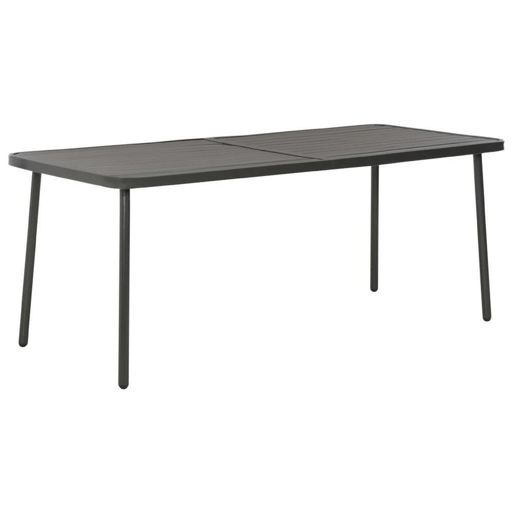 Outdoor Dining Table | Slate Gray Steel | Sleek Legs | Rectangular 71"