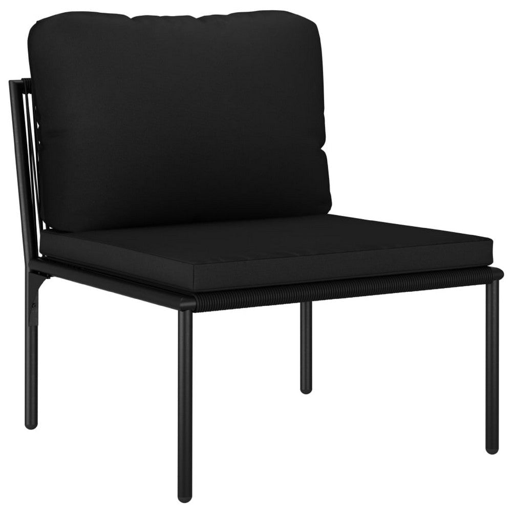 Black Outdoor Lounge Set w 2 Middle Sofas & 1 Footrest BM340535