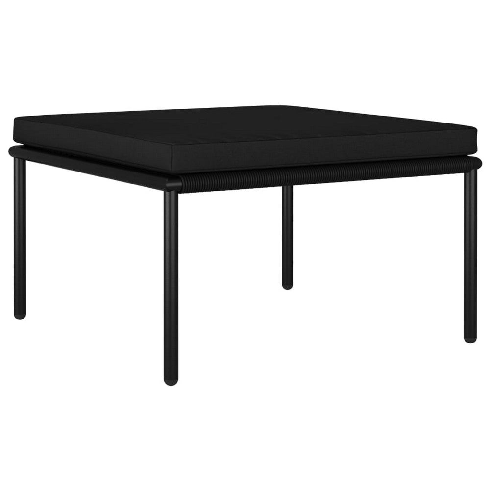 Black Outdoor Lounge Set w 2 Middle Sofas & 1 Footrest BM340535