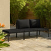 Black Outdoor Lounge Set w 2 Middle Sofas & 1 Footrest