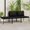 Black Outdoor Lounge Set w 2 Middle Sofas & 1 Footrest