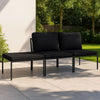 Black Outdoor Lounge Set w 2 Middle Sofas & 1 Footrest