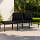 Black Outdoor Lounge Set w 2 Middle Sofas & 1 Footrest