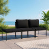 Black Outdoor Lounge Set w 2 Middle Sofas & 1 Footrest