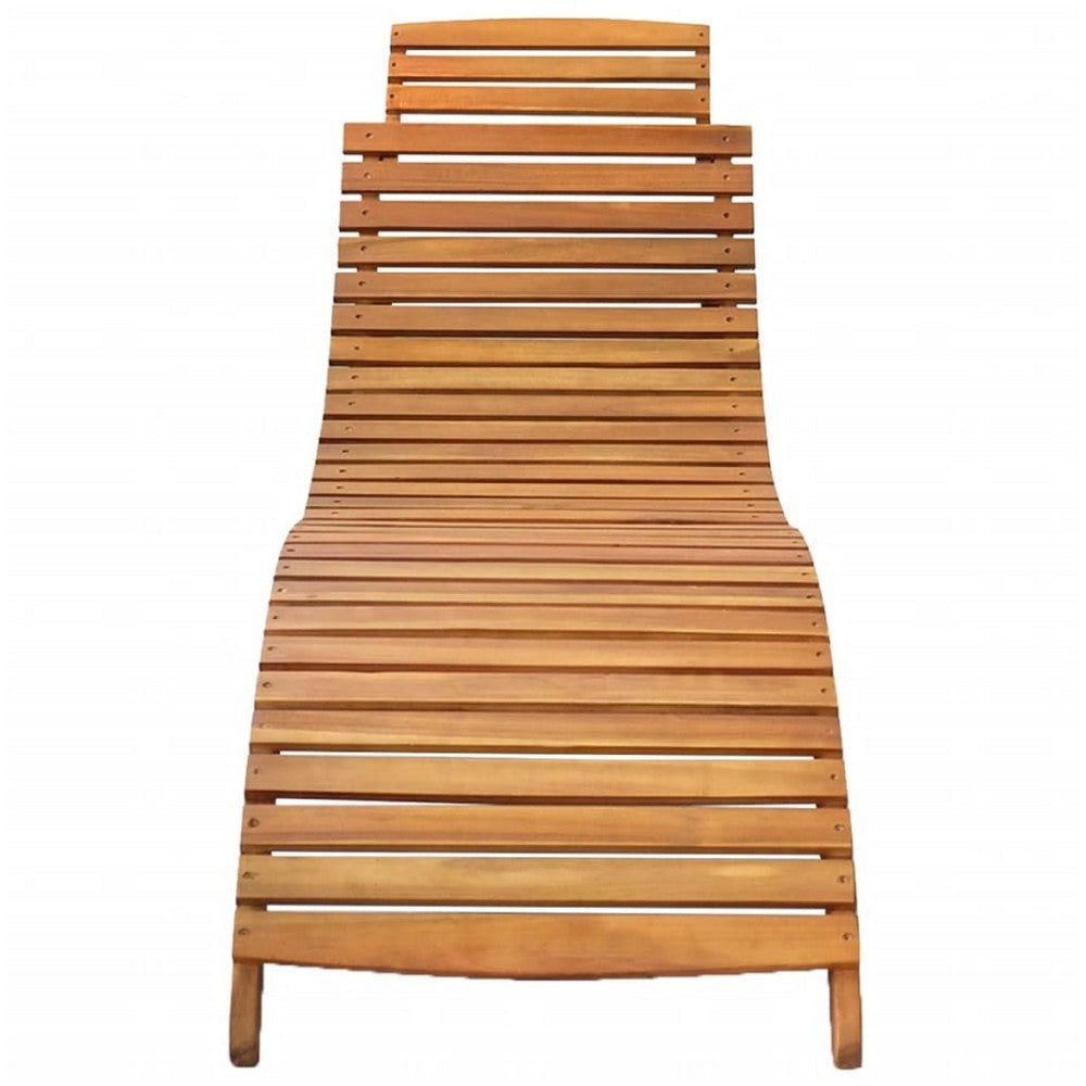 Sunlounger Chaise | Brown Solid Acacia Wood | Foldable Design | 72’’ BM340536