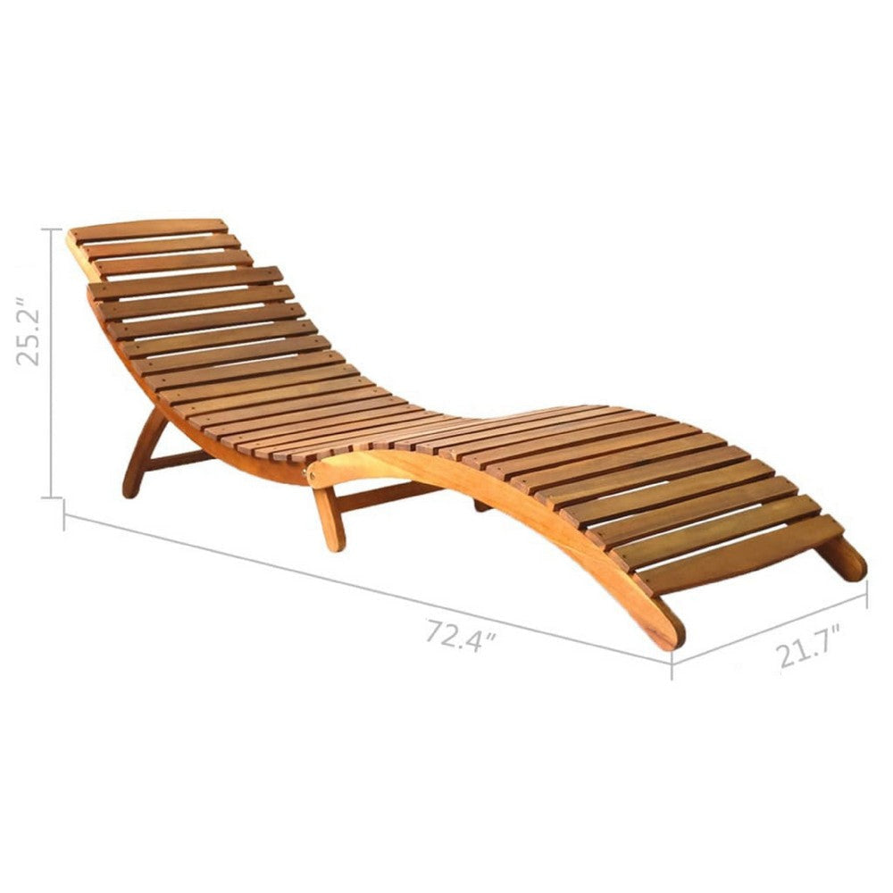 Sunlounger Chaise | Brown Solid Acacia Wood | Foldable Design | 72’’ BM340536