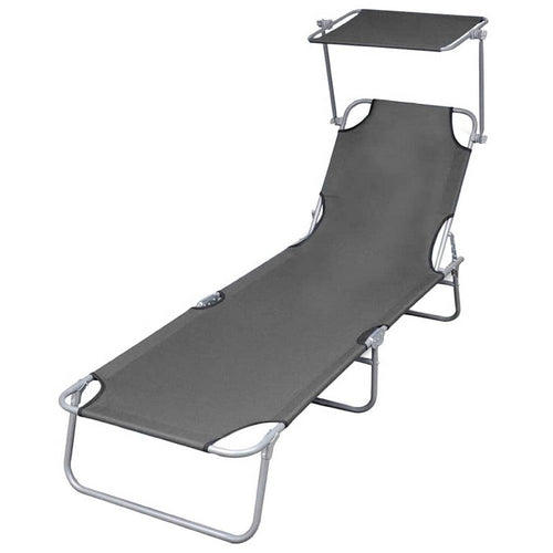 Joanna Sun Lounger Chaise | Gray Fabric | Powder-Coated Steel 75"