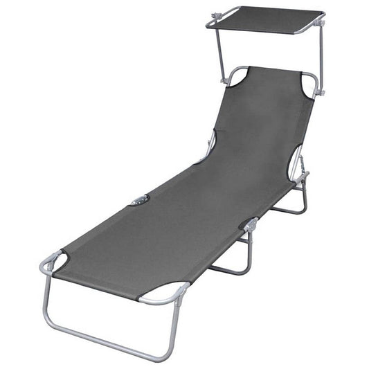 Joanna Sun Lounger Chaise | Gray Fabric | Powder-Coated Steel 75"