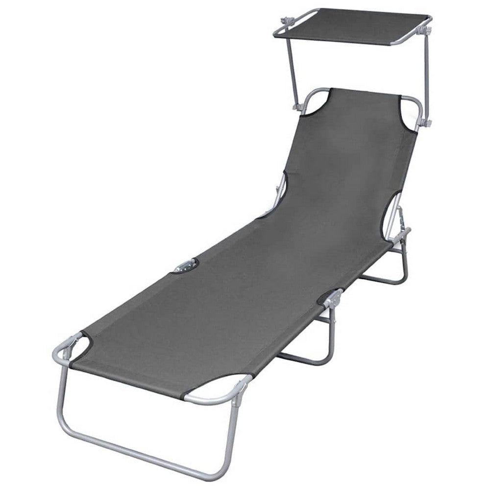 Joanna Sun Lounger Chaise | Gray Fabric | Powder-Coated Steel 75"