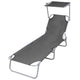Joanna Sun Lounger Chaise | Gray Fabric | Powder-Coated Steel 75"