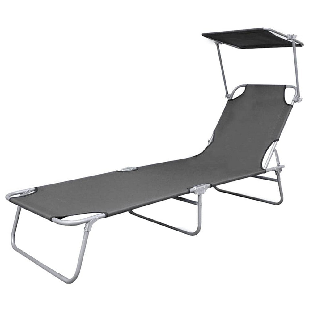 Joanna Sun Lounger Chaise | Gray Fabric | Powder-Coated Steel 75’’ BM340537