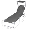 Joanna Sun Lounger Chaise | Gray Fabric | Powder-Coated Steel 75’’ BM340537