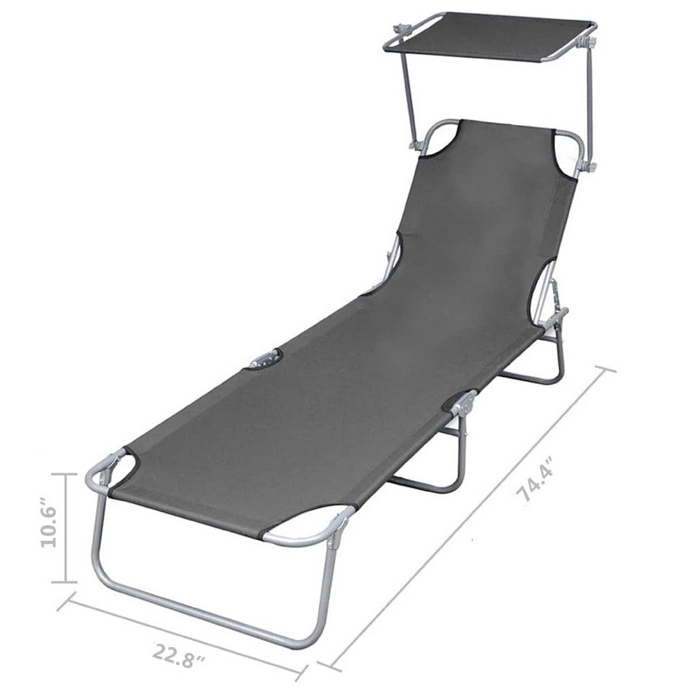 Joanna Sun Lounger Chaise | Gray Fabric | Powder-Coated Steel 75’’ BM340537