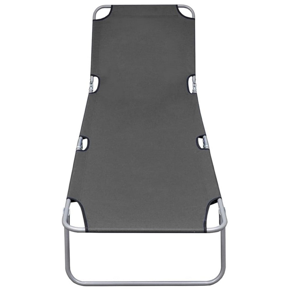 Joanna Sun Lounger Chaise | Gray Fabric | Powder-Coated Steel | 74’’ BM340538