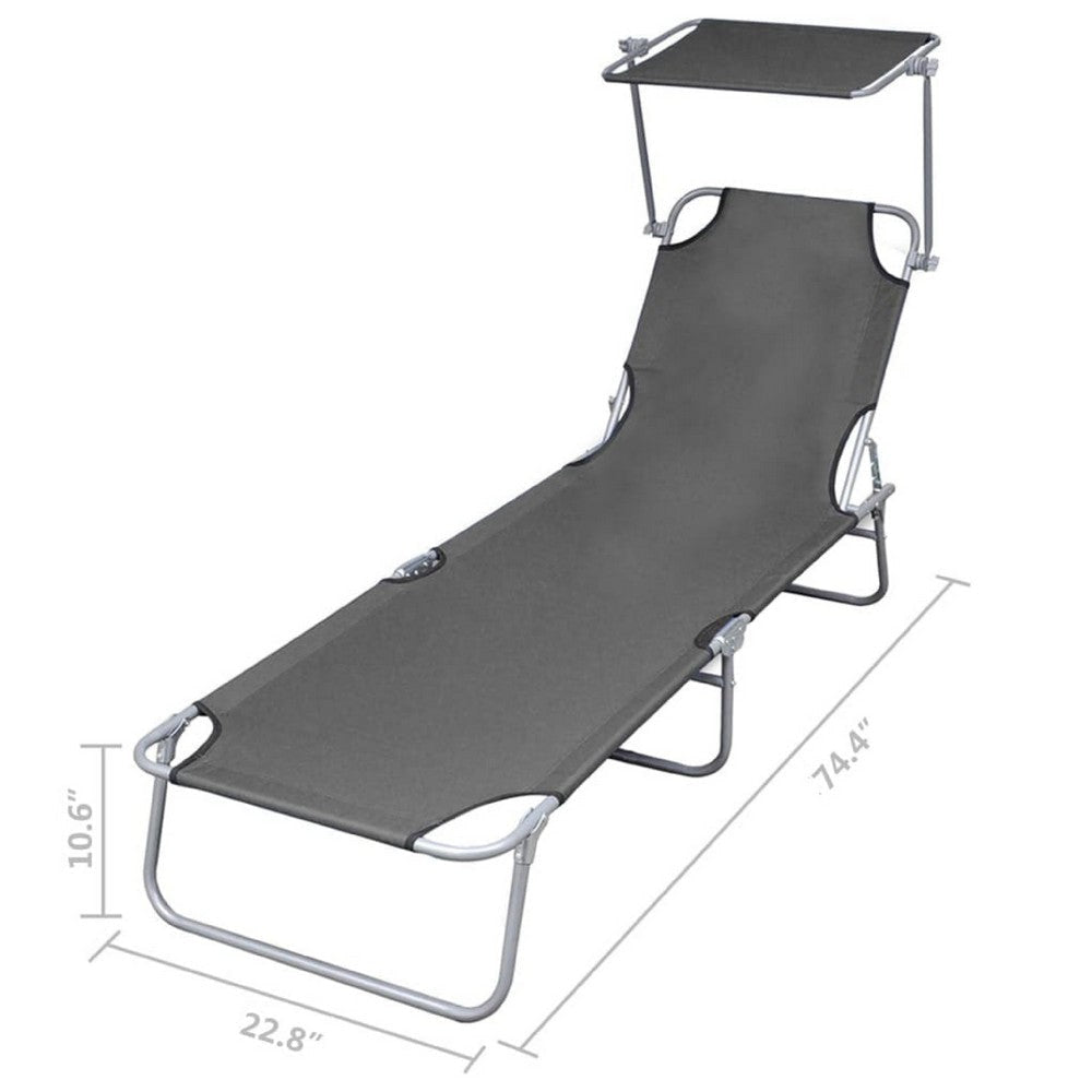 Joanna Sun Lounger Chaise | Gray Fabric | Powder-Coated Steel | 74’’ BM340538