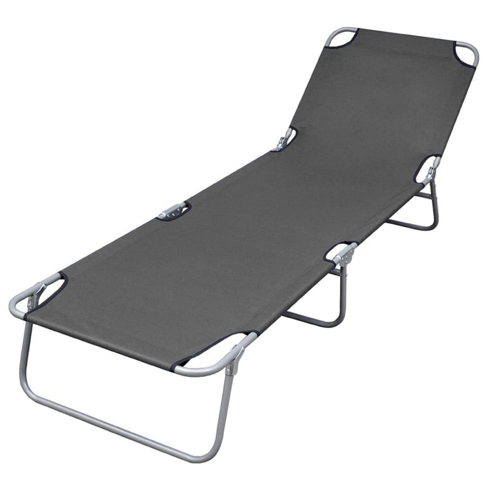 Joanna Sun Lounger Chaise | Gray Fabric | Powder-Coated Steel | 74"
