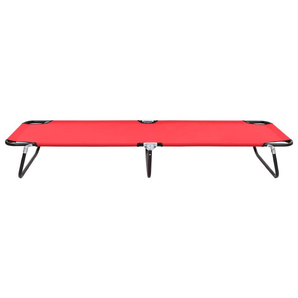 Outdoor Chaise Lounger | Red Polyester | Black Powder-Coated Steel | 75’’ BM340539