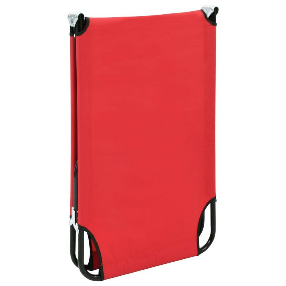 Outdoor Chaise Lounger | Red Polyester | Black Powder-Coated Steel | 75’’ BM340539