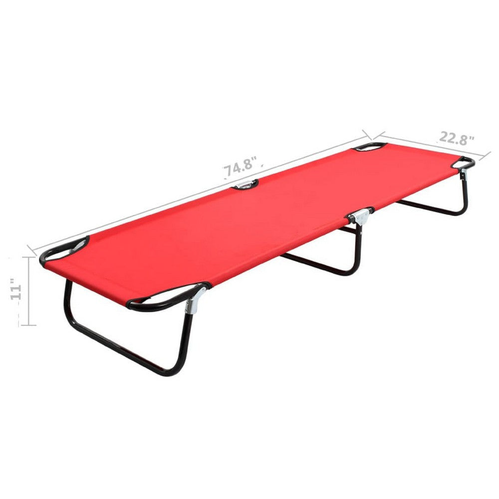 Outdoor Chaise Lounger | Red Polyester | Black Powder-Coated Steel | 75’’ BM340539