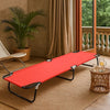 Outdoor Chaise Lounger | Red Polyester | Black Powder-Coated Steel | 75"