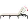 Outdoor Chaise Lounger | Black Poly Rattan | White Cushioned 77’’ BM340540