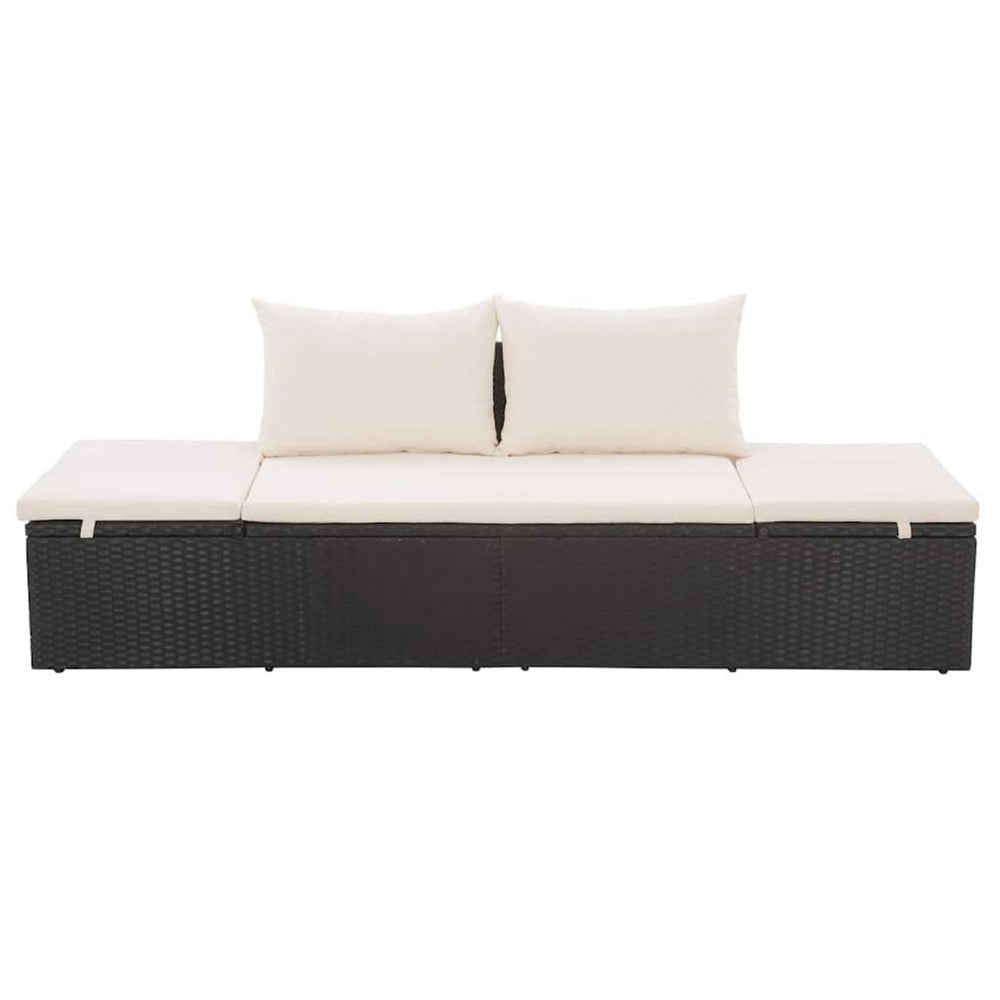 Shane Outdoor Daybed | Black Poly Rattan | White Cushions | 77’’ BM340541