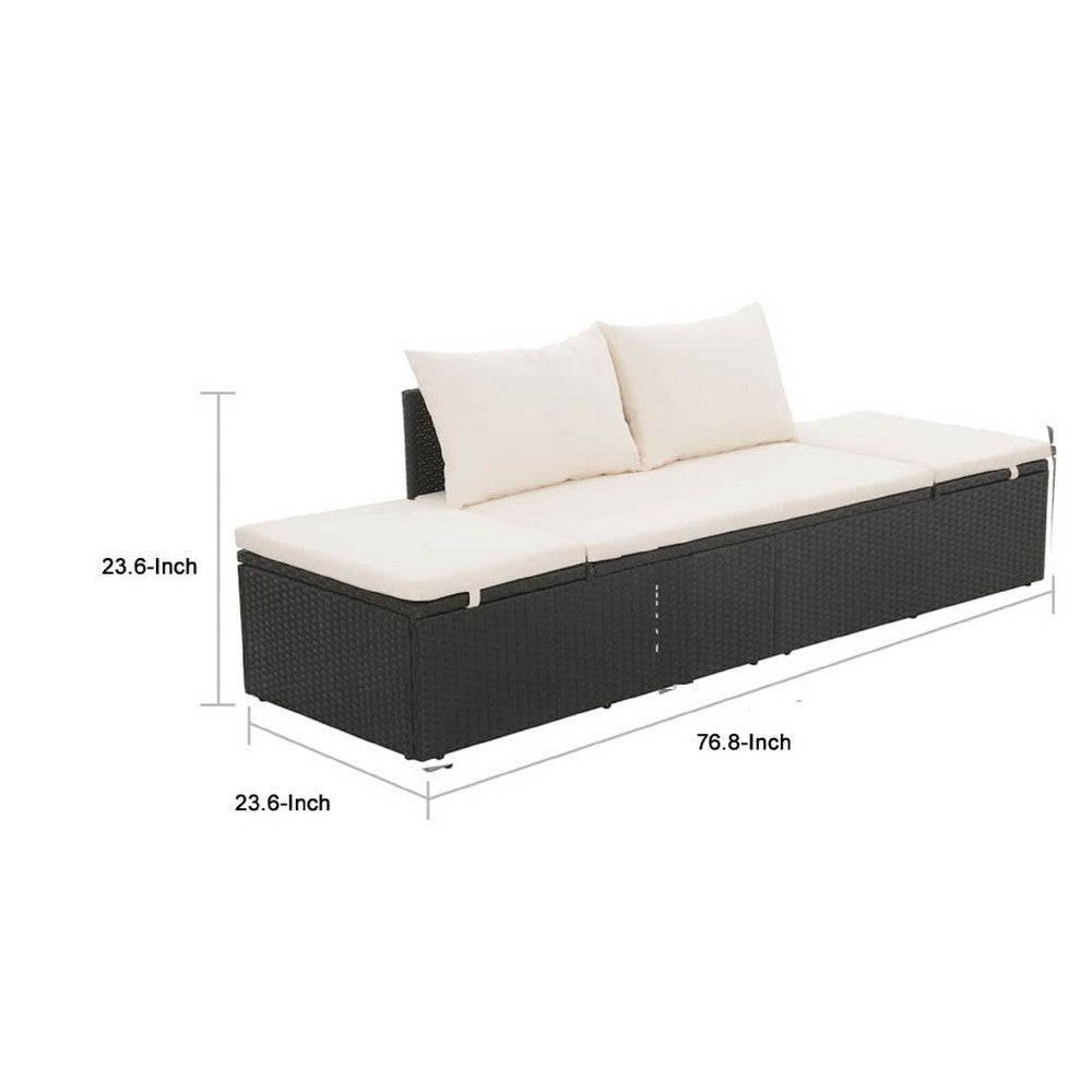 Shane Outdoor Daybed | Black Poly Rattan | White Cushions | 77’’ BM340541