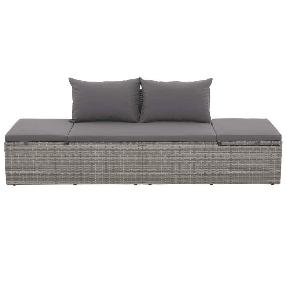 Shane Outdoor Daybed | Gray Poly Rattan | Fabric Cushions | 77’’ BM340542