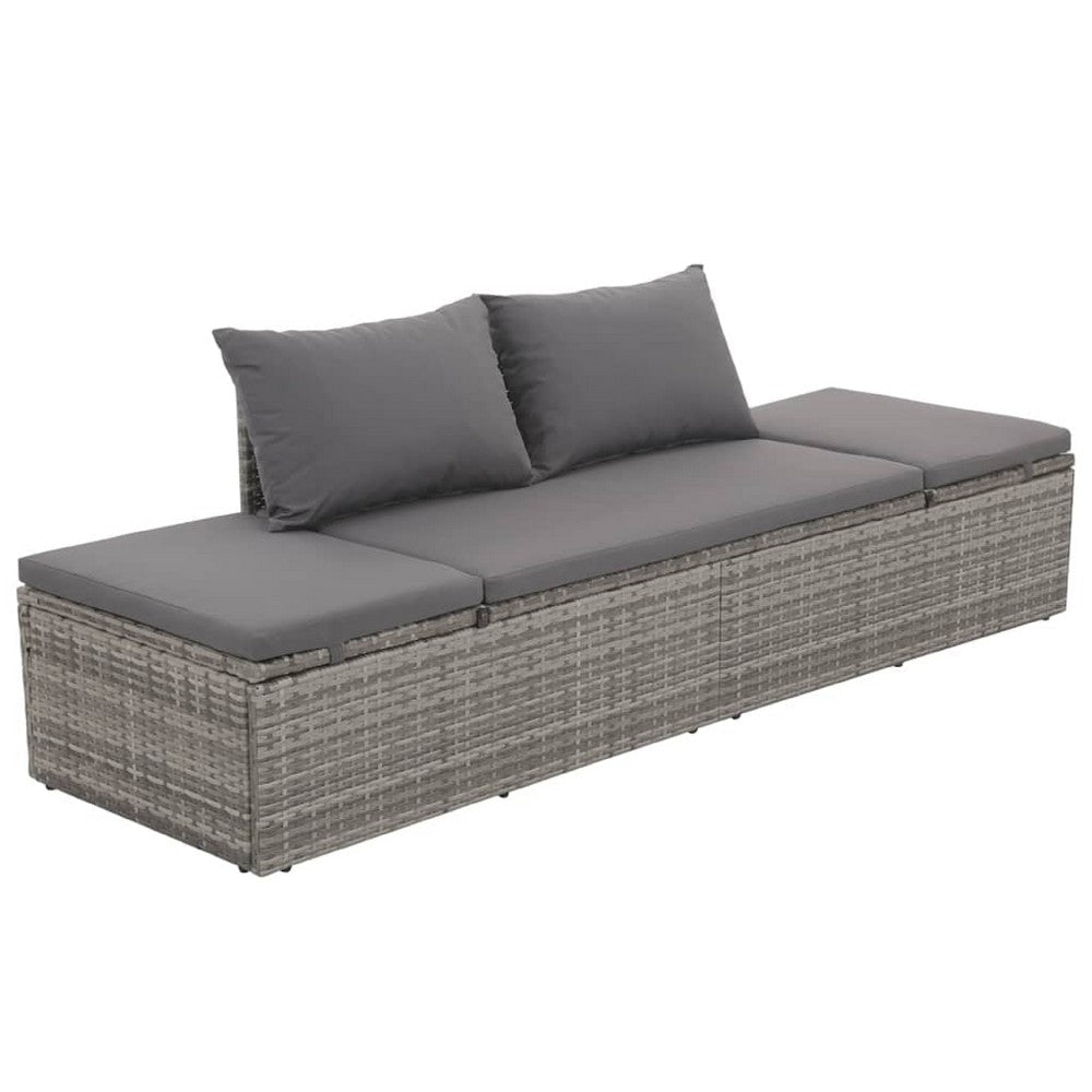Shane Outdoor Daybed | Gray Poly Rattan | Fabric Cushions | 77"