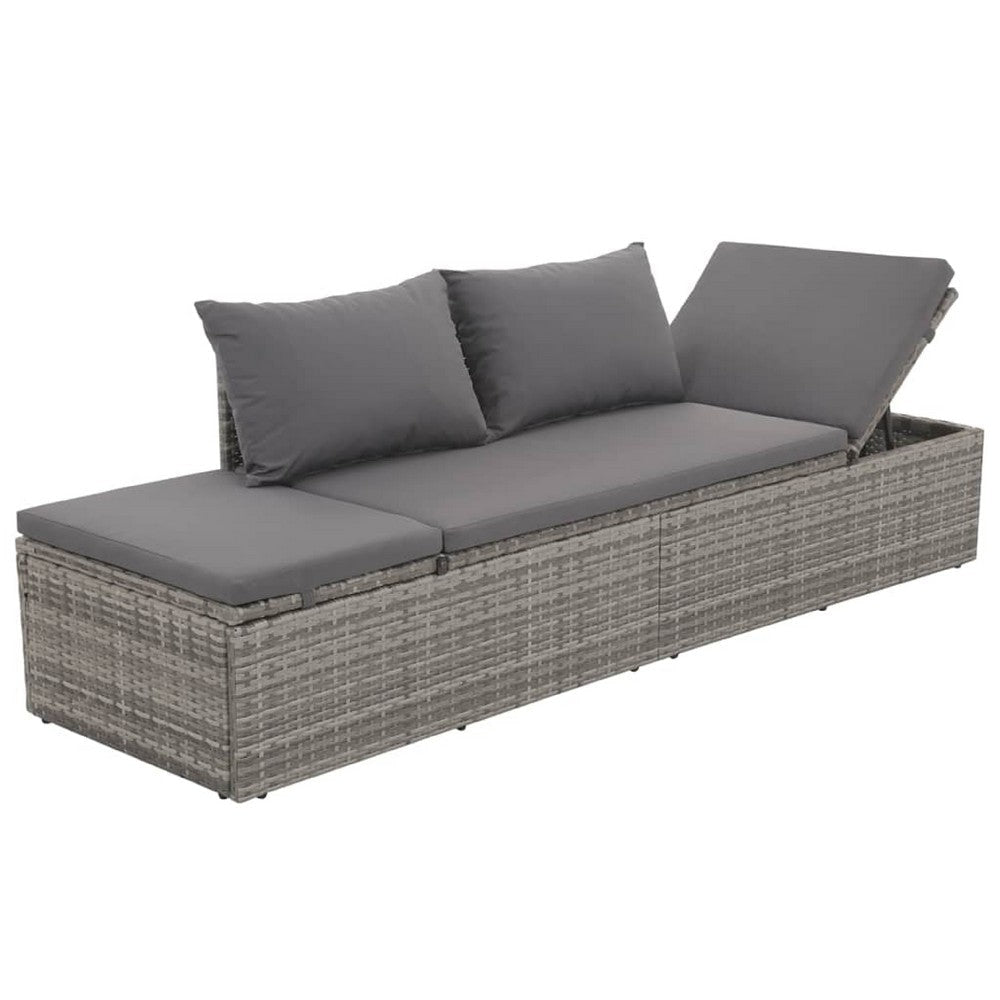 Shane Outdoor Daybed | Gray Poly Rattan | Fabric Cushions | 77’’ BM340542
