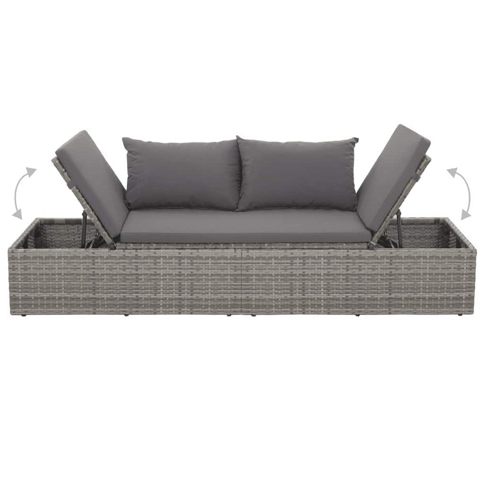 Shane Outdoor Daybed | Gray Poly Rattan | Fabric Cushions | 77’’ BM340542