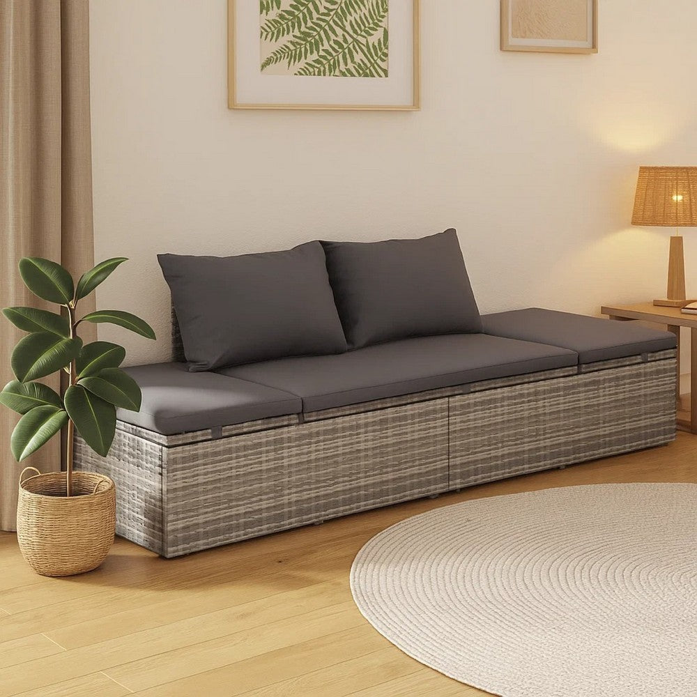 Shane Outdoor Daybed | Gray Poly Rattan | Fabric Cushions | 77"